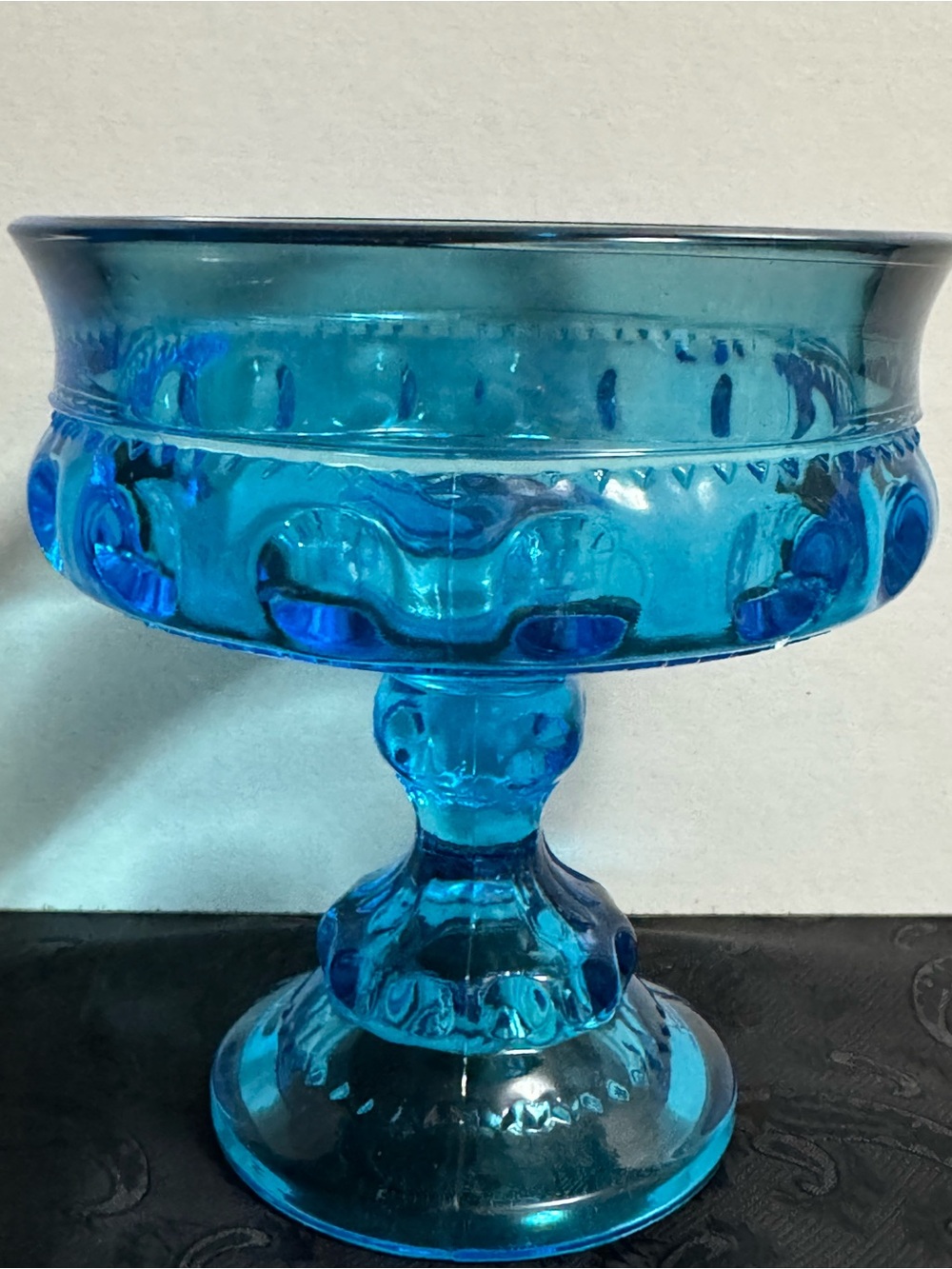 Vintage Indiana Glass Co. Aqua Blue Candy Dish